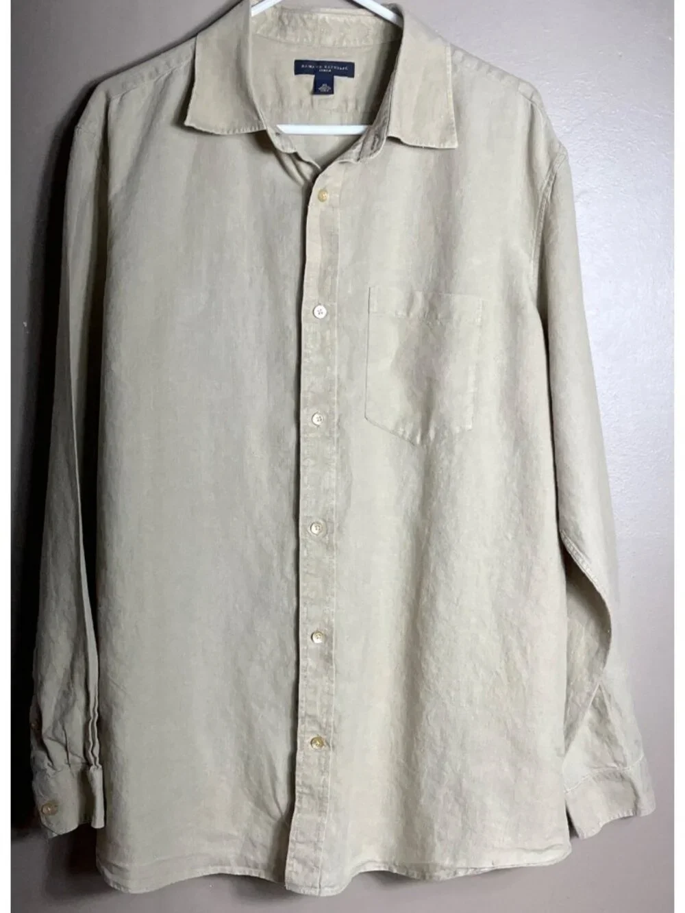 Vtg 06 Banana Republic Men 100% Linen Shirt Button Long Sleeve Casual Coastal XL - Picture 12 of 12